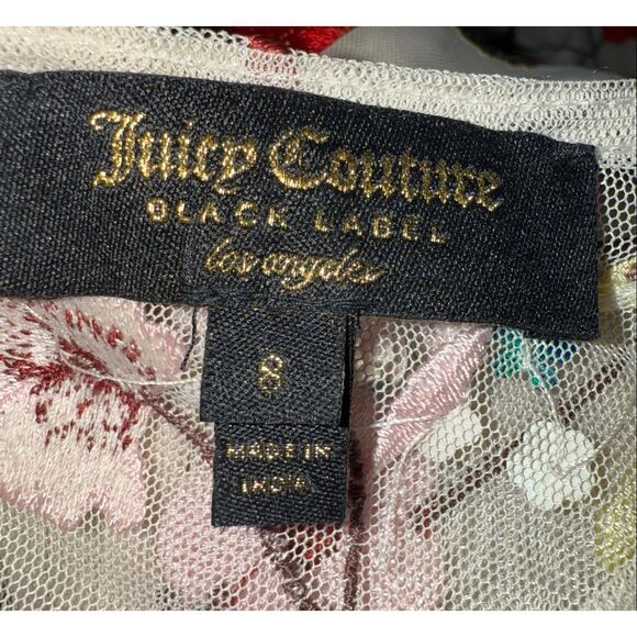 Juicy Couture Black Label Sz 8 Sheer Overlay Floral Embroidered Maxi Dress Fairy - Picture 13 of 13